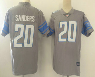 Men's Detroit Lions #20 Barry Sanders Steel Gray 2017 Color Rush Stitched NFL Nike Limited Jersey