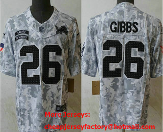 Men's Detroit Lions #26 Jahmyr Gibbs Arctic Camo 2024 FUSE Salute to Service Limited Stitched Jersey