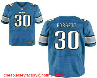 Men's Detroit Lions #30 Justin Forsett Light Blue Team Color Stitched NFL Nike Elite Jersey