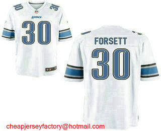 Men's Detroit Lions #30 Justin Forsett White Road Stitched NFL Nike Elite Jersey