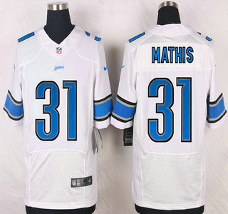 Men's Detroit Lions #31 Rashean Mathis White Road NFL Nike Elite Jersey