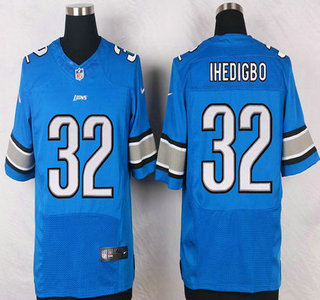Men's Detroit Lions #32 James Ihedigbo Light Blue Team Color NFL Nike Elite Jersey