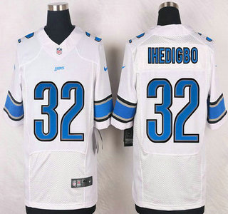 Men's Detroit Lions #32 James Ihedigbo White Road NFL Nike Elite Jersey