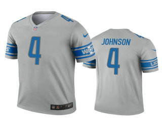 Men's Detroit Lions #4 Josh Johnson Gray Inverted Legend Jersey