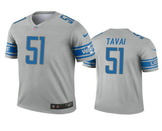 Men's Detroit Lions #51 Jahlani Tavai Gray Inverted Legend Jersey