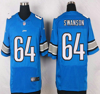 Men's Detroit Lions #64 Travis Swanson Light Blue Team Color NFL Nike Elite Jersey