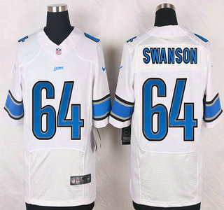 Men's Detroit Lions #64 Travis Swanson White Road NFL Nike Elite Jersey