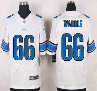 Men's Detroit Lions #66 LaAdrian Waddle White Road NFL Nike Elite Jersey