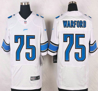 Men's Detroit Lions #75 Larry Warford White Road NFL Nike Elite Jersey