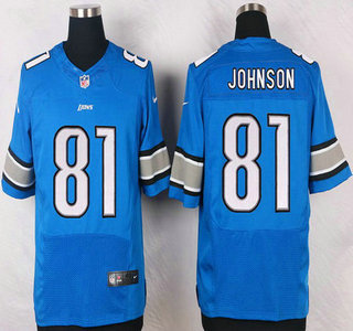 Men's Detroit Lions #81 Calvin Johnson Light Blue Team Color NFL Nike Elite Jersey