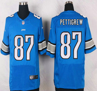 Men's Detroit Lions #87 Brandon Pettigrew Light Blue Team Color NFL Nike Elite Jersey