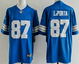 Men's Detroit Lions #87 Sam Laporta Limited Blue Vapor Jersey