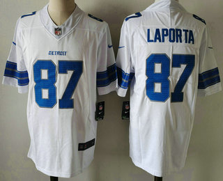 Men's Detroit Lions #87 Sam Laporta Limited White 2024 Vapor Stitched Jersey