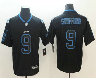 Men's Detroit Lions #9 Matthew Stafford 2018 Black Lights Out Color Rush Stitched NFL Nike Limited Jersey