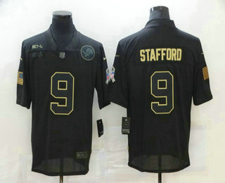 Men's Detroit Lions #9 Matthew Stafford Black 2020 Salute To Service Stitched NFL Nike Limited Jersey