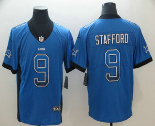 Men's Detroit Lions #9 Matthew Stafford Blue 2018 Fashion Drift Color Rush Stitched NFL Nike Limited Jersey