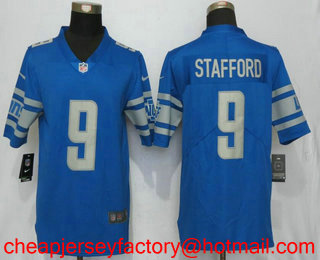 Men's Detroit Lions #9 Matthew Stafford Light Blue 2017 Vapor Untouchable Stitched NFL Nike Limited Jersey