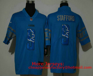 Men's Detroit Lions #9 Matthew Stafford Light Blue With Number Team Logo 2020 Vapor Untouchable Stitched NFL Nike Limited Jersey