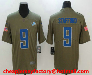 Men's Detroit Lions #9 Matthew Stafford Olive 2017 Salute To Service Stitched NFL Nike Limited Jersey