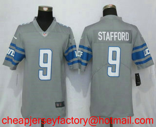 Men's Detroit Lions #9 Matthew Stafford Steel Gray 2017 Color Rush Stitched NFL Nike Limited Jersey