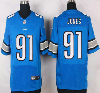 Men's Detroit Lions #91 Jason Jones Light Blue Team Color NFL Nike Elite Jersey