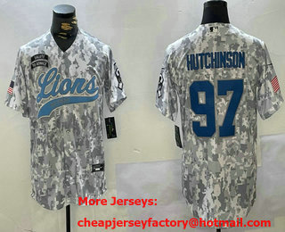 Men's Detroit Lions #97 Aidan Hutchinson Arctic Camo 2024 Salute to Service Stitched Baseball Jersey