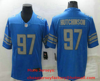 Men's Detroit Lions #97 Aidan Hutchinson Light Blue 2021 Vapor Untouchable Stitched NFL Nike Limited Jersey