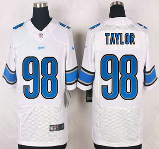 Men's Detroit Lions #98 Devin Taylor White Road NFL Nike Elite Jersey