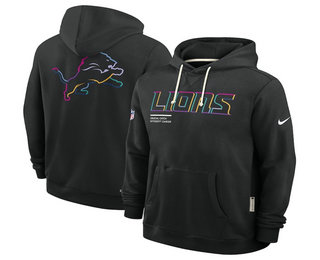 Men's Detroit Lions Black 2025 Crucial Catch Club Pullover Hoodie
