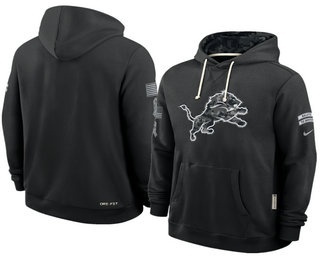 Men's Detroit Lions Black 2026 Salute to Service Sideline Pullover Hoodie