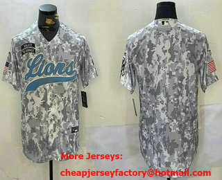 Men's Detroit Lions Blank Arctic Camo 2024 Salute to Service Stitched Baseball Jersey