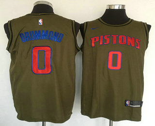 Men's Detroit Pistons #0 Andre Drummond Olive Stitched Nike Swingman Jersey