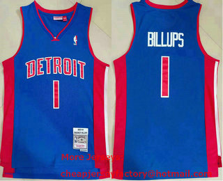 Men's Detroit Pistons #1 Chauncey Billups 2003-04 Blue Hardwood Classics Soul Swingman Throwback Jersey