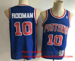Men's Detroit Pistons #10 Dennis Rodman Blue 1988-89 Hardwood Classics Soul Swingman Throwback Jersey