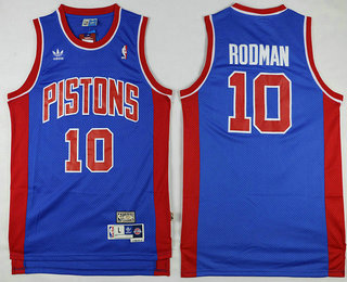 Men's Detroit Pistons #10 Dennis Rodman Blue Hardwood Classics Soul Swingman Throwback Jersey