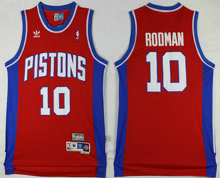 Men's Detroit Pistons #10 Dennis Rodman Red Hardwood Classics Soul Swingman Throwback Jersey