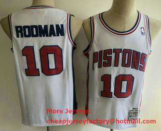 Men's Detroit Pistons #10 Dennis Rodman White 1988-89 Hardwood Classics Soul Swingman Throwback Jersey