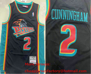 Men's Detroit Pistons #2 Cade Cunningham Black 1998-99 Hardwood Classics Soul Swingman Throwback Jersey