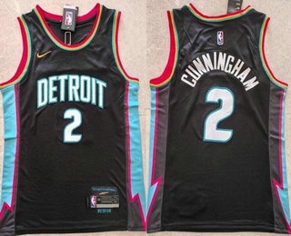 Men's Detroit Pistons #2 Cade Cunningham Black 2025 City Swingman Jersey