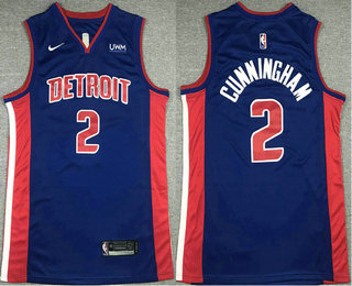 Men's Detroit Pistons #2 Cade Cunningham Blue 2021 Nike Swingman Stitched NBA Jersey With Sponsor Logo