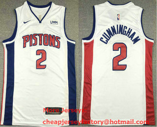 Men's Detroit Pistons #2 Cade Cunningham White 2021 Nike Swingman Stitched NBA Jersey With Sponsor Logo