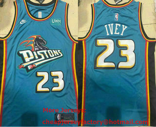 Men's Detroit Pistons #23 Jaden Ivey Green 2022 Nike Swingman Stitched Jersey With Sponsor