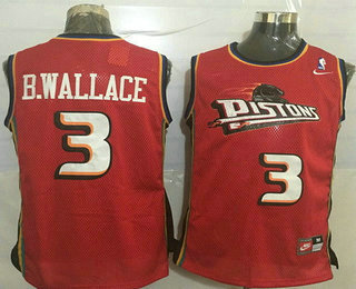 Men's Detroit Pistons #3 Ben Wallace Red Hardwood Classics Soul Swingman Throwback Jersey