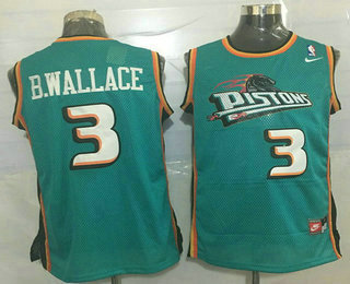 Men's Detroit Pistons #3 Ben Wallace Teal Green Hardwood Classics Soul Swingman Throwback Jersey
