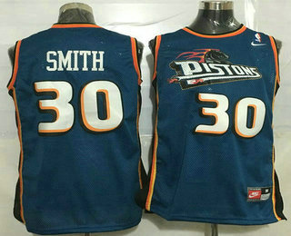 Men's Detroit Pistons #30 Joe Smith Teal Blue Hardwood Classics Soul Swingman Throwback Jersey