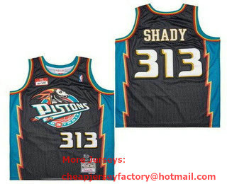 Men's Detroit Pistons #313 Slim Shady Black Remix X Swingman Jersey