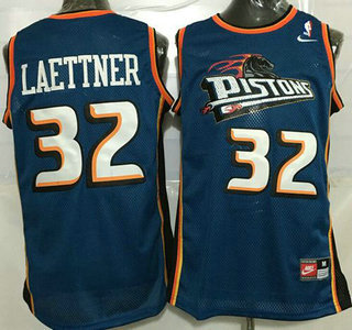 Men's Detroit Pistons #32 Christian Laettner Teal Blue Hardwood Classics Soul Swingman Throwback Jersey