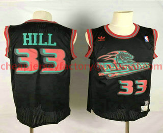 Men's Detroit Pistons #33 Grant Hill Black Hardwood Classics Soul Swingman Throwback Jersey