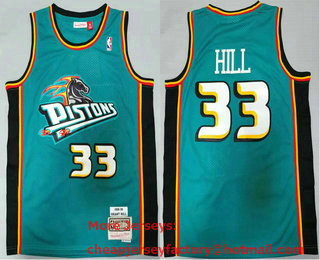 Men's Detroit Pistons #33 Grant Hill Green 1998-99 Hardwood Classics Soul Swingman Throwback Jersey