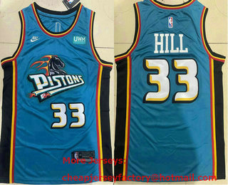 Men's Detroit Pistons #33 Grant Hill Green 2022 Nike Swingman Stitched Jersey With Sponsor
